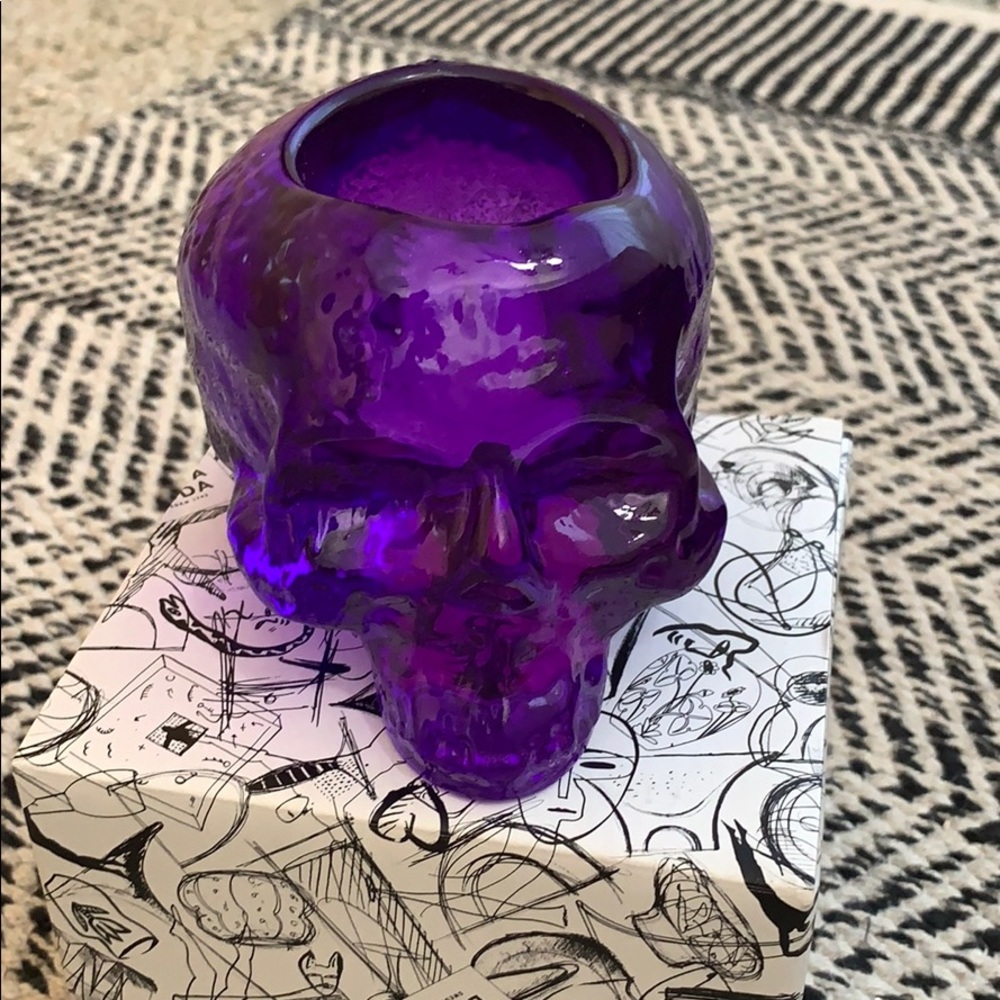 Kosta Boda Glass Skull Candle Holder